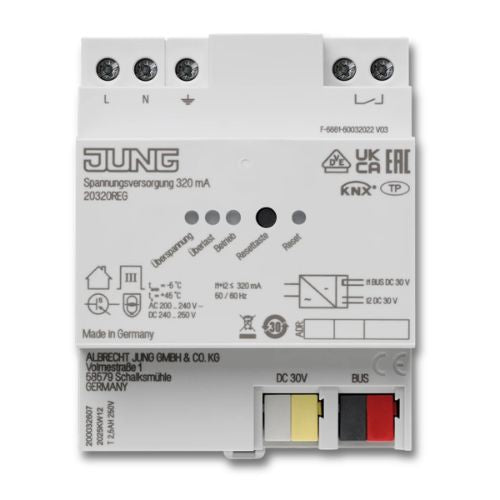 Jung 20320REG KNX Power Supply 320 mA Rail Mounting Device 4 Rail Units