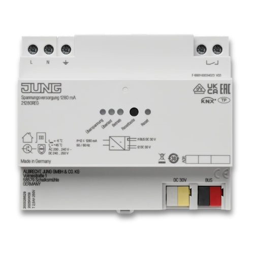 Jung 21280REG KNX Power Supply 1,280 mA Rail Mounting Device