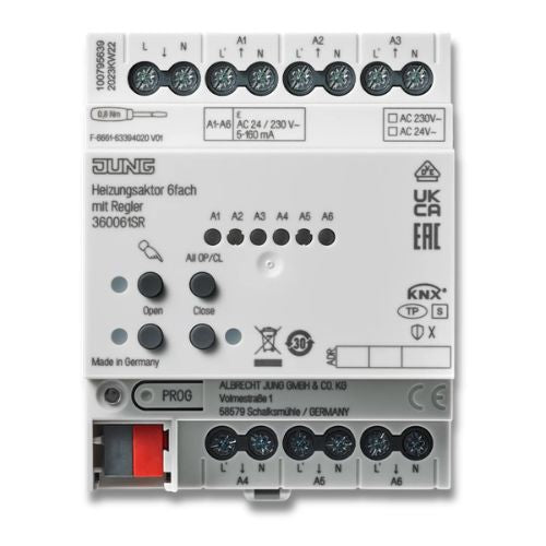 Jung 360061SR KNX Heating Actuator 6-Gang With Controller Rail Mounting Device