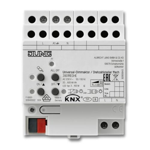 Jung 3901REGHE KNX LED Universal Dimming Actuator/ Speed Regulator 1-Gang Rail Mounting Device 4 Rail Units