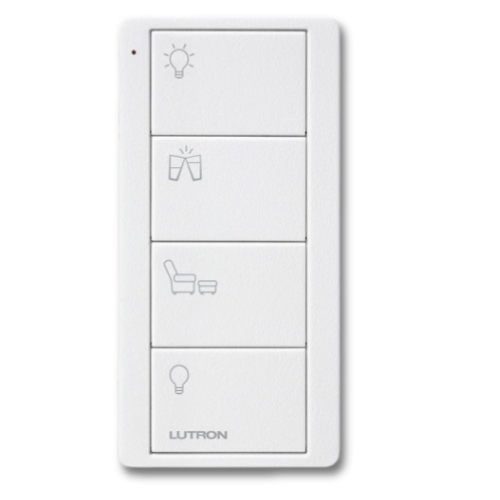Lutron 4 Button Pico RF Universal Scene Keypad - White PK2-4B-TAW-P03 or Black PK2-4B-TBL-P03