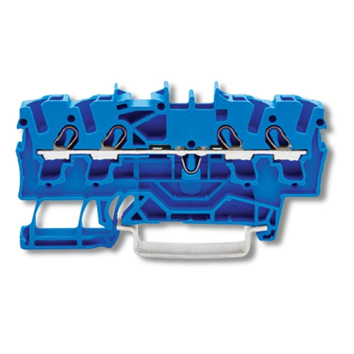 Wago 2002-1404 4-Conductor Through Terminal Block 2.5mm² for Ex e II and Ex i Applications Side and Center Marking Push-in CAGE CLAMP® Blue