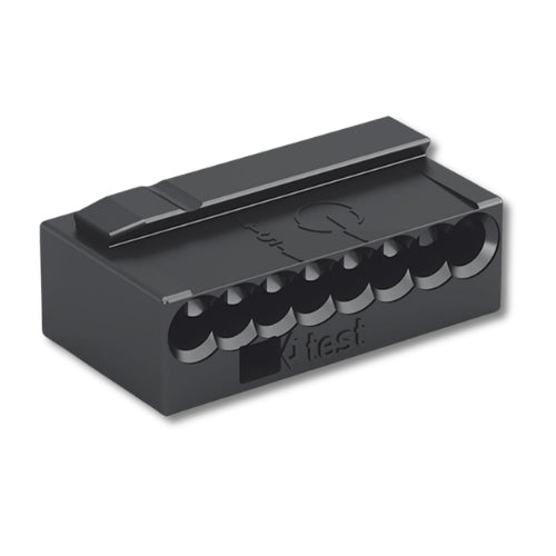Wago 243-208 PUSH WIRE® Splicing Connector for Solid Conductors 8-Conductor Dark Gray (50 Pack)